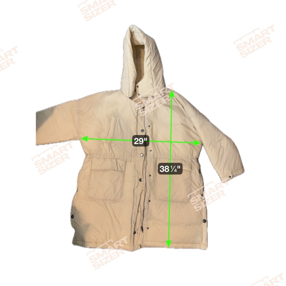POL Anthropologie Puffer Coat Size M Hooded Oversize Cozy Neutral Snap Button - Picture 6 of 6